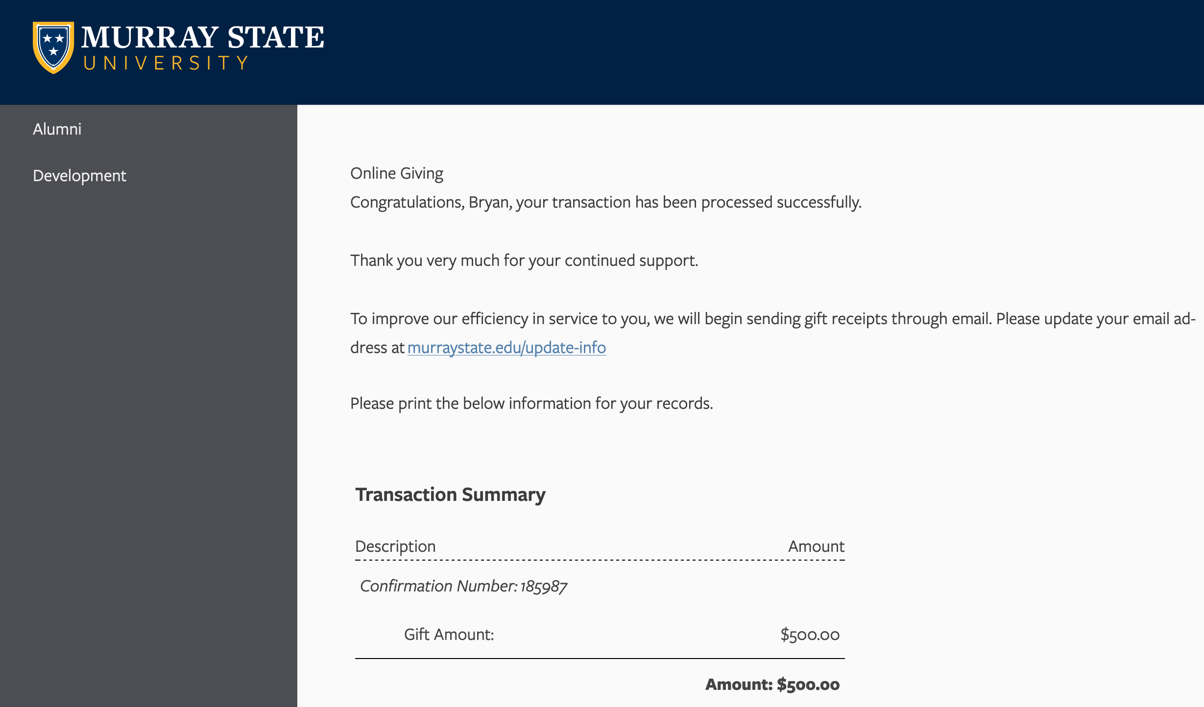 2019 MSU OSH Donation